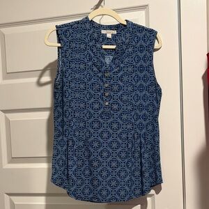 Stylish Blue Geometric Sleeveless Top